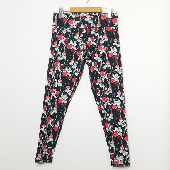 Minkpink Move Black Floral Red Green Activewear Workout Leggings Pants Stretch M - Picture 1 of 8